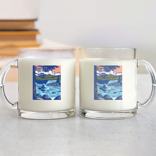 WPA Art Emerald Bay State Park in South Lake Tahoe Glass Mugs