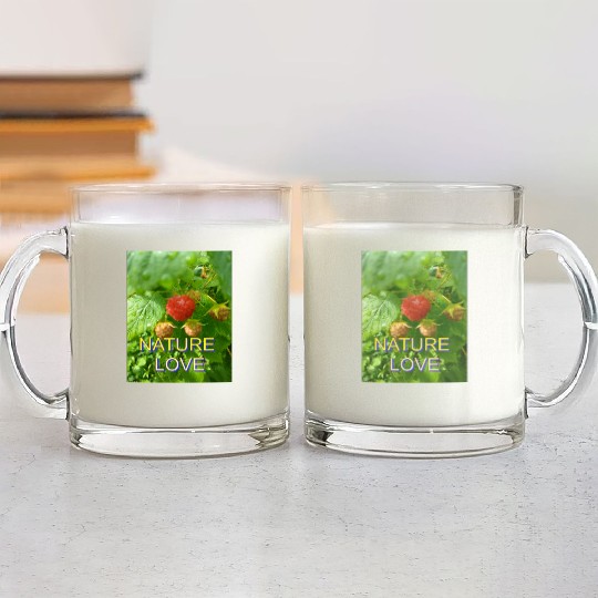 Vivid Raspberry and Greenery Nature Design Glass Mugs