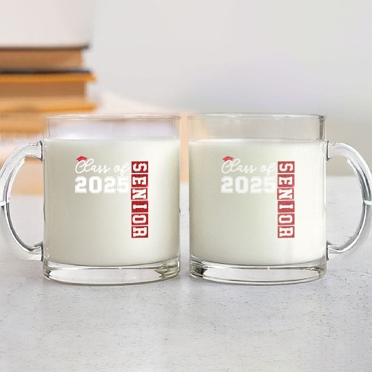 Class Of 2025 Senior Glitter Glass Mugs