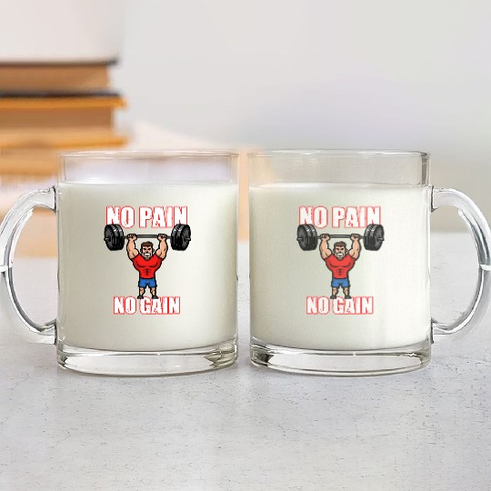 No Pain No Gain Barbell Glass Mugs