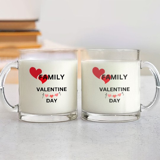 I Love My Family Valentines Day Design Glass Mugs