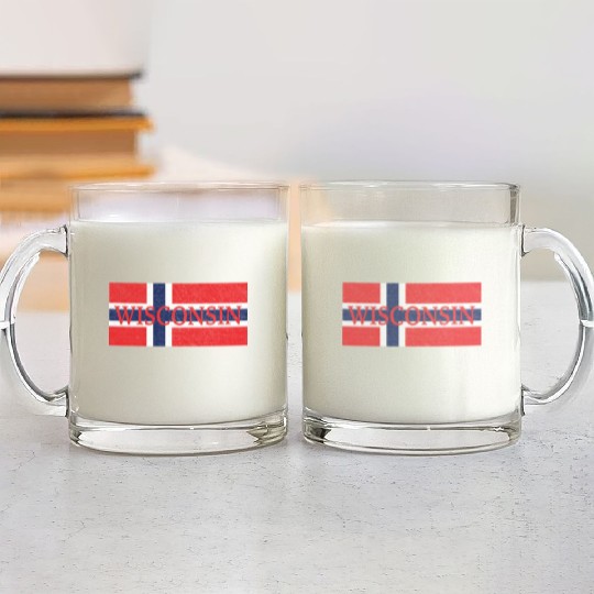 Wisconsin Norwegian Flag Glass Mugs