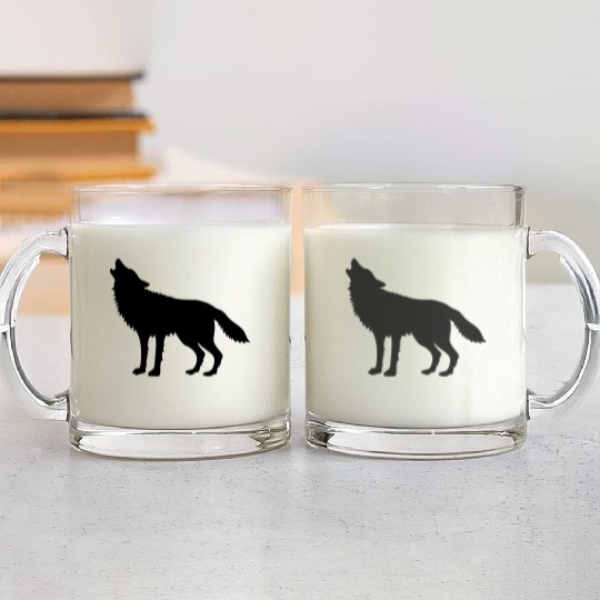 Howling Wolf (Silhouette) Glass Mugs