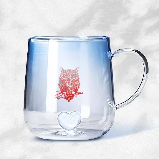 owl bird Gradient Glass Mugs