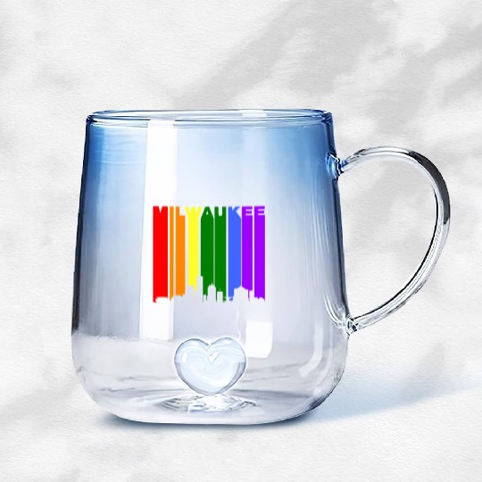 Milwaukee Wisconsin Rainbow LGBT Gay Pride Gradient Glass Mugs