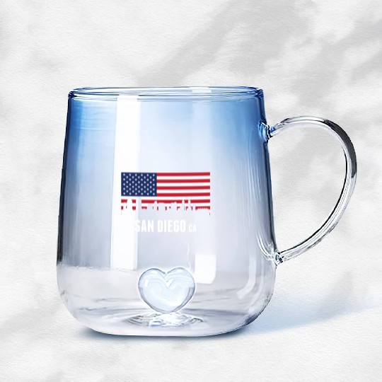 American Flag San Diego Skyline Gradient Glass Mugs