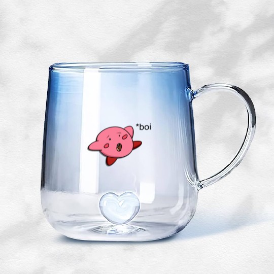 Funny Kirby Gradient Glass Mugs