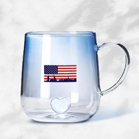 US Flag Freedom liberty peace Gradient Glass Mugs