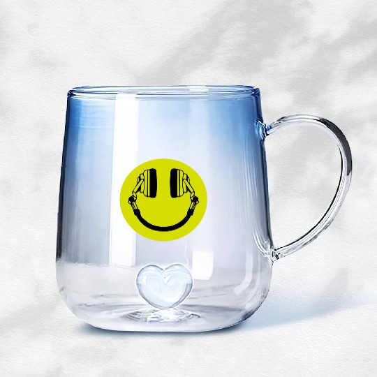 Headphone Smiley Acid House Cans MUSIC RAVE WEED D Gradient Glass Mugs
