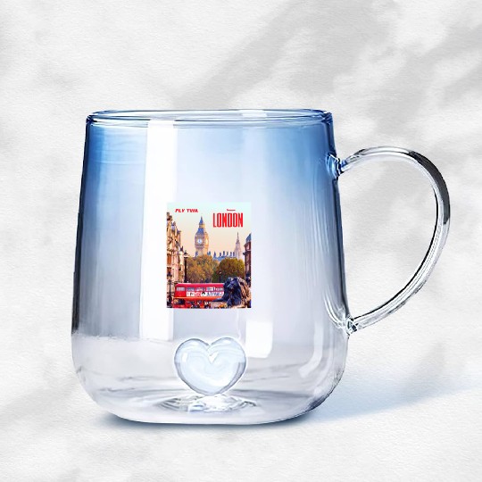 Vintage London Travel Poster Gradient Glass Mugs
