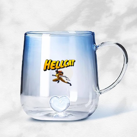 Mens Marvel Hell Cat Hella Cat Hellcat New cat Gradient Glass Mugs
