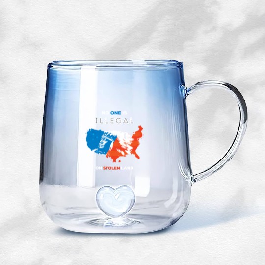 No One Is Illegal on Stolen Land Gradient Glass Mugs
