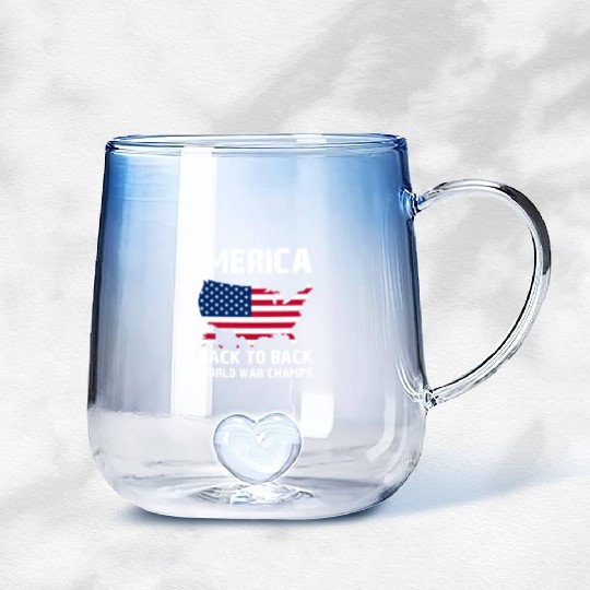 merica back to back soccer Gradient Glass Mugs