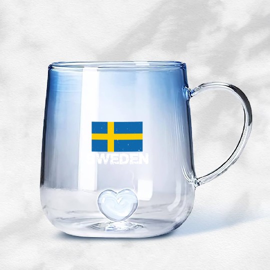 Sweden National Pride Swedish Flag Design Gradient Glass Mugs