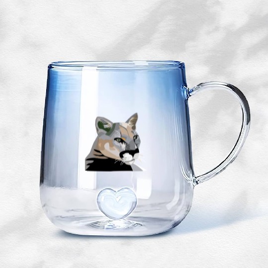 Cougar,Puma,Mountain Lion Gradient Glass Mugs