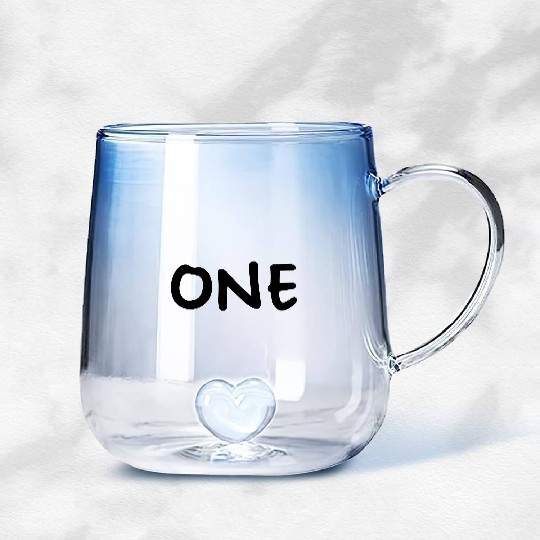 one 1 I Birthday Anniversary Number Gift Gradient Glass Mugs