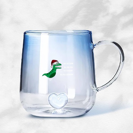 Funny Christmas T-Rex Dinosaur Ra Ra Ra Xmas Gradient Glass Mugs