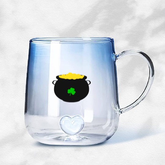 Pot of Gold St Patricks Day Gradient Glass Mugs