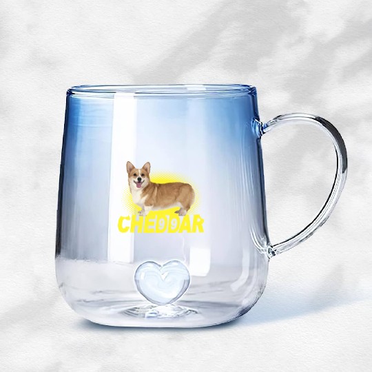 Cheddar Corgi Dog Brooklyn Nine Nine B99 Gradient Glass Mugs