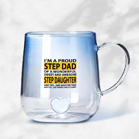 Funny Step Dad Gradient Glass Mugs Fathers Day Gift Step