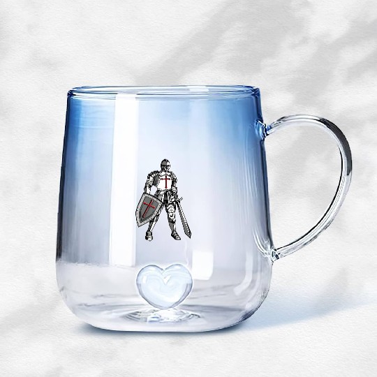 Knights Templar Crusader Cross Armor Gradient Glass Mugs