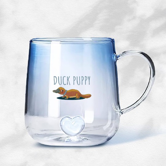 Duck Puppy Duck puppy sweet gift platypus cute Gradient Glass Mugs