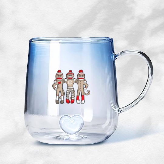 Sock Monkey Buddies Gradient Glass Mugs