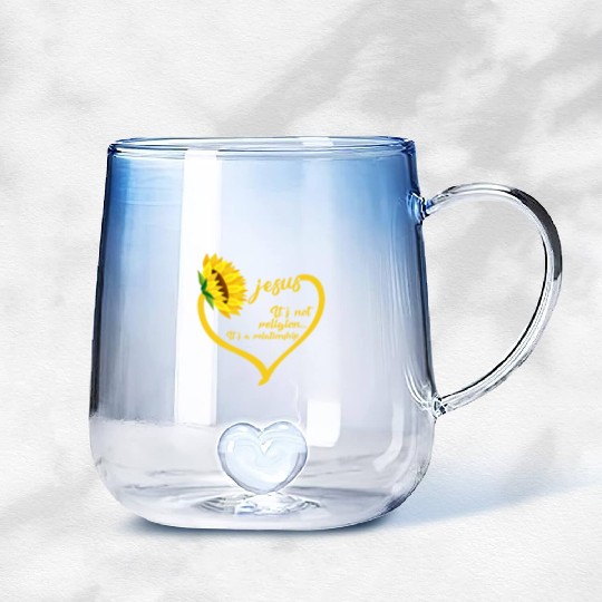 Religion It's A Relationship - Jesus Sunflower Gradient Glass Mugs