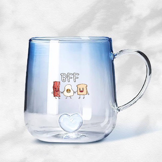 Fried egg bacon and toast best friends forever Gradient Glass Mugs