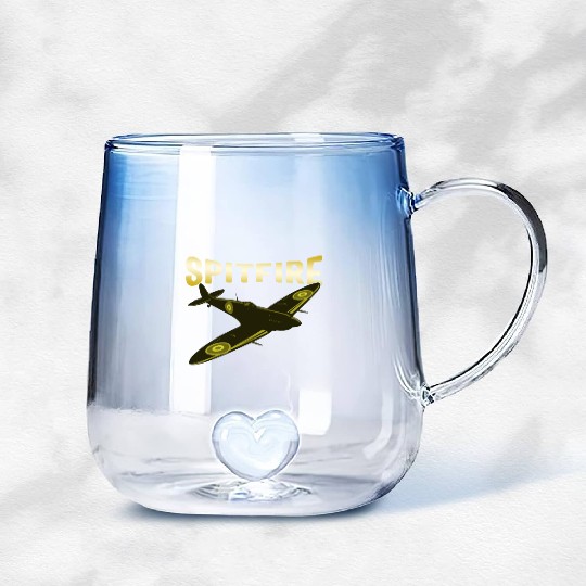 Spitfire UK Mk.1 RAF British WWII Fighter Royal Gradient Glass Mugs