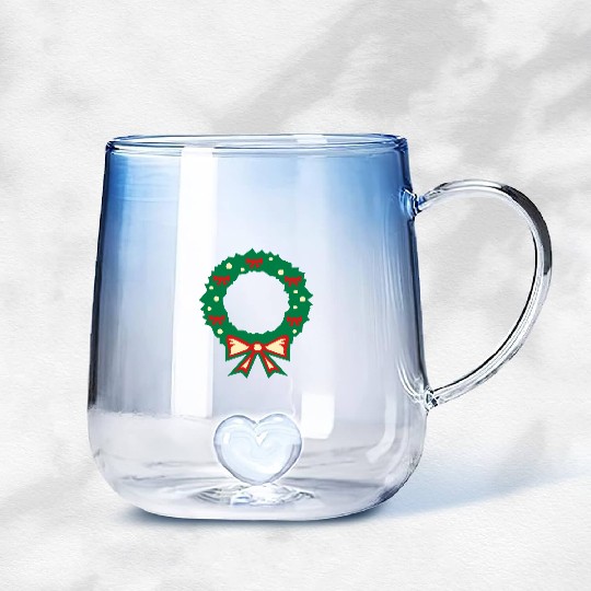 christmas wreath Gradient Glass Mugs