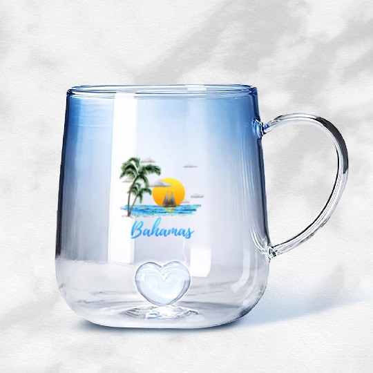 Bahamas Vacation Sailing Gradient Glass Mugs