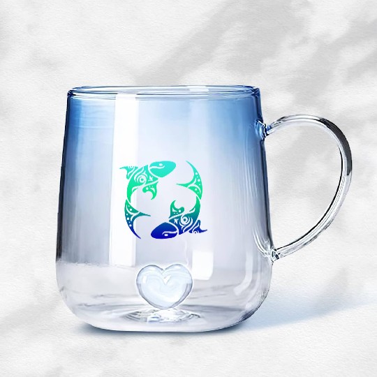 T Tattoo Pisces Horoscope Gift Idea Gradient Glass Mugs
