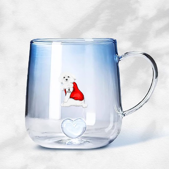 Funny bichon frise Dog I Love Mom Tattoo Lover Gradient Glass Mugs