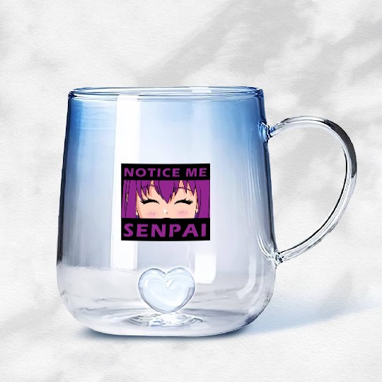 Notice Me Senpai - Japanese anime manga designs Gradient Glass Mugs