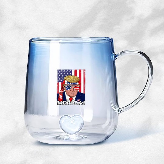 4th Of July Trump Merica USA Boys Girls Kids Gradient Glass Mugs