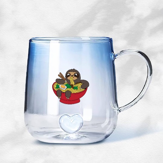 Sloth Ramen Noodles For Animal Lovers Gradient Glass Mugs For