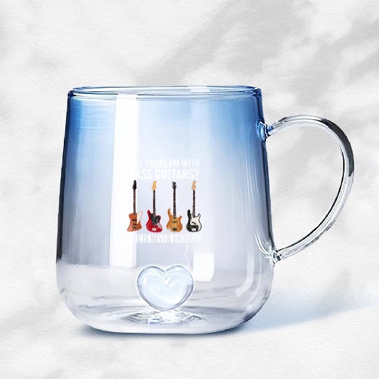 Bass Guitar Gift Bassist Gradient Glass Mugs