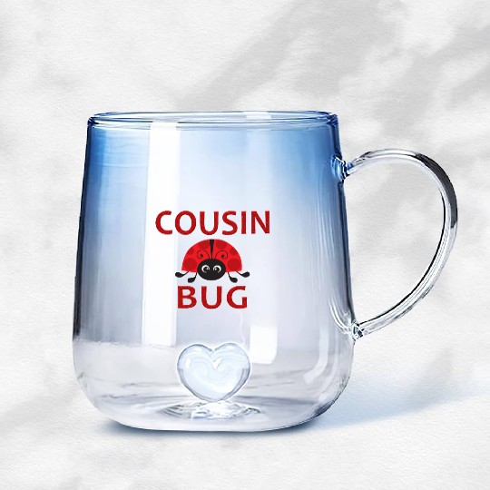 Cousin Bug Funny Ladybug Cousin Gradient Glass Mugs
