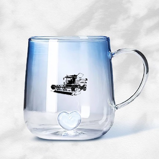 combine harvesters - farmer - agriculture - farm Gradient Glass Mugs