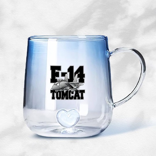 F-14 Tomcat Military Fighter Jet Aircraft Cartoon Gradient Glass Mugs