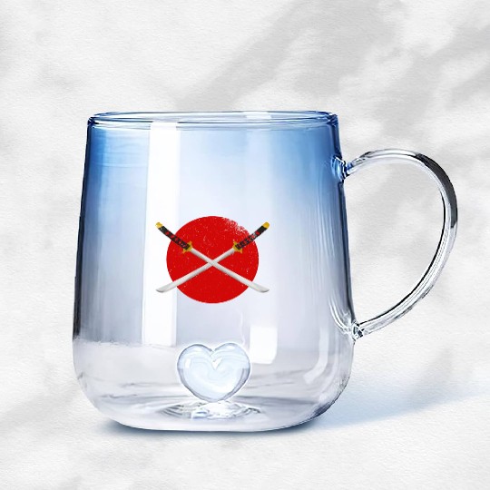 X Katana Samurai Sword Kitsune Mask Japan Gift Gradient Glass Mugs