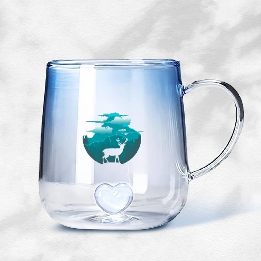 Reindeer Nature landscape Gradient Glass Mugs