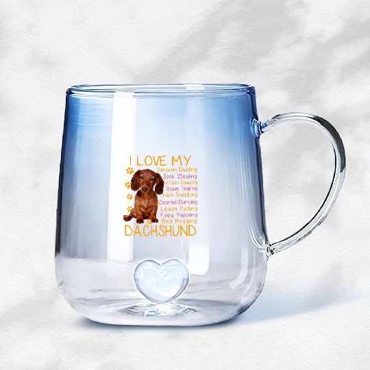I Love my Red Dachshund Weiner-Dog Doxie Funny Gradient Glass Mugs