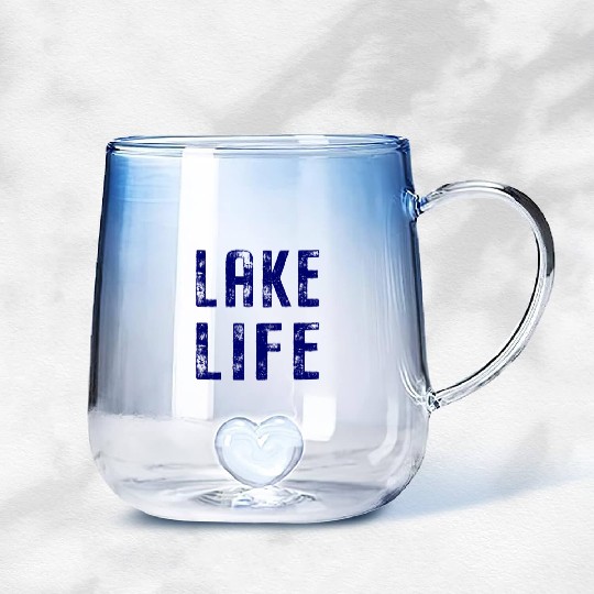 Vintage Distressed Lake Life Gradient Glass Mugs