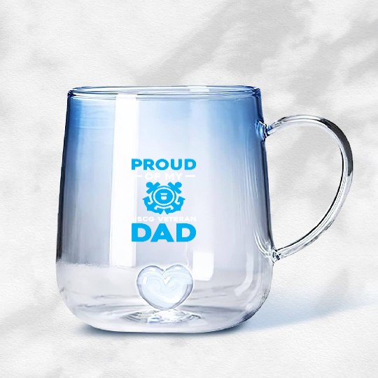 Proud Of My USCG Veteran Dad Coast Guard Gradient Glass Mugs