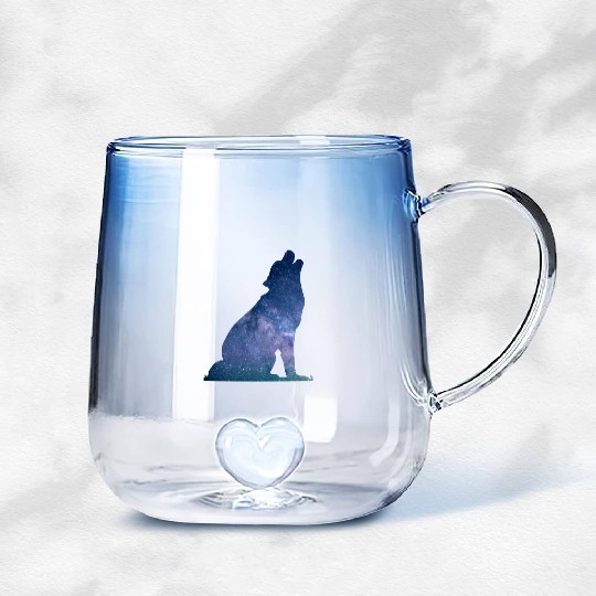 Galaxy Wolf Gradient Glass Mugs