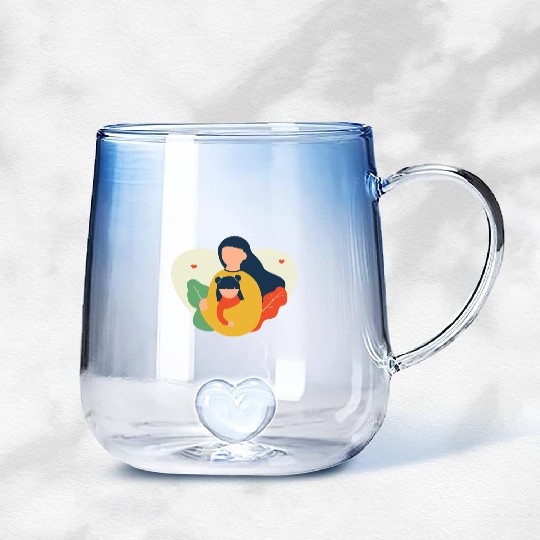 I Love You, Mama & Baby Gradient Glass Mugs, Mommy and Me Gradient Glass Mugs