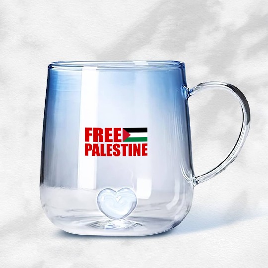 Free palestine Gradient Glass Mugs