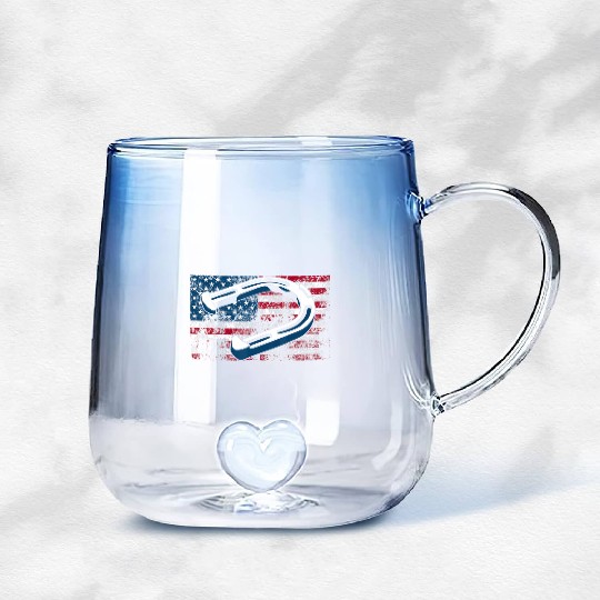 Cool Horseshoe Pitching USA Flag Funny US Pitcher Gradient Glass Mugs